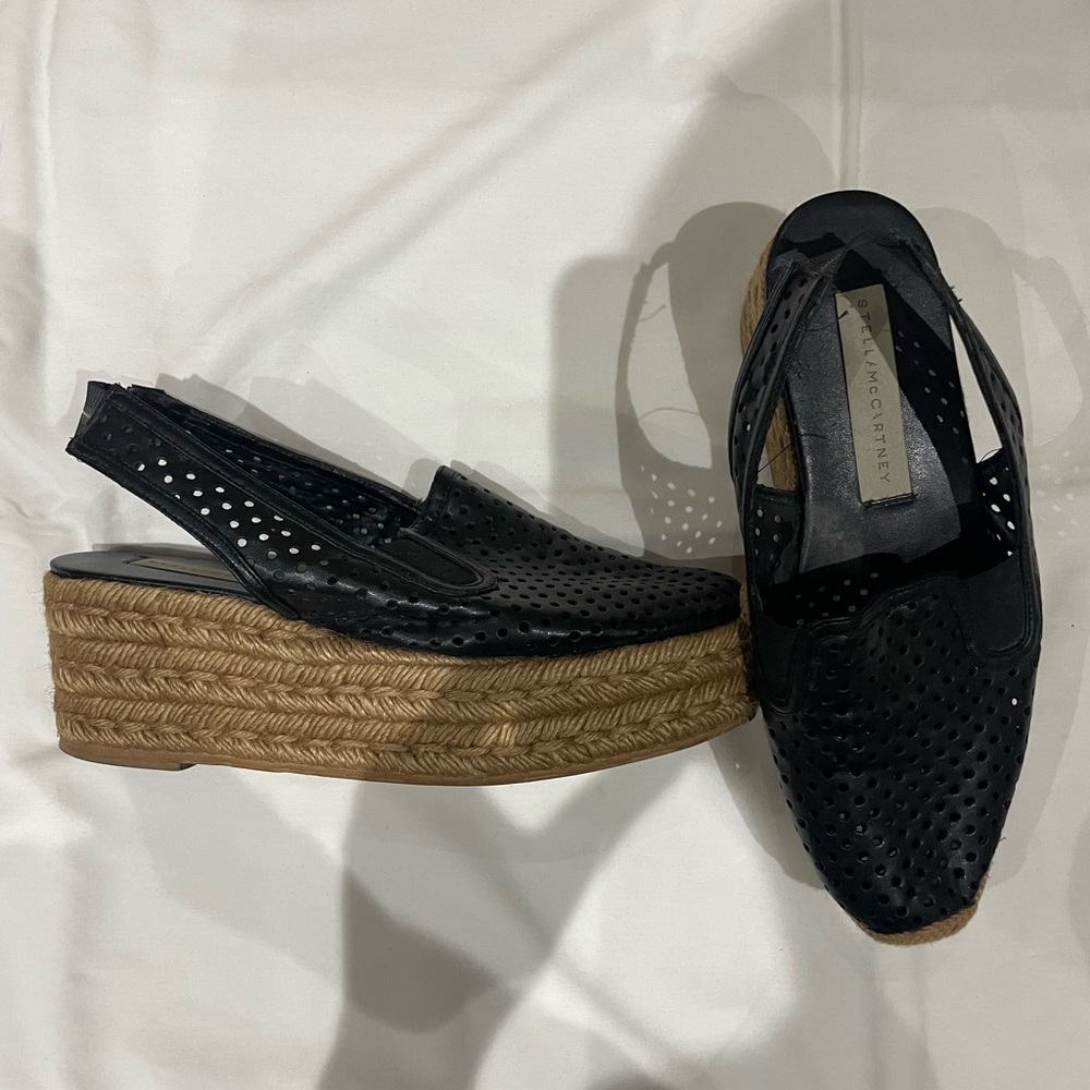 Stella McCartney black espadrille wedges
